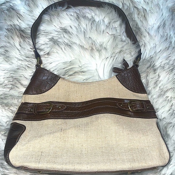 Vintage Handbags - Y2k🤎hobo bag shoulder bag cream canvas vacation bag shoulder tote vintage bag
